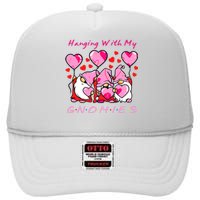 Hanging With My Gnomies Funny Gnome Friend Valentines Day High Crown Mesh Back Trucker Hat