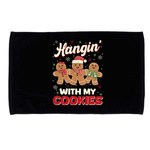 Hangin With My Cookies Gingerbread Man Xmas Teacher Funny Microfiber Hand Towel