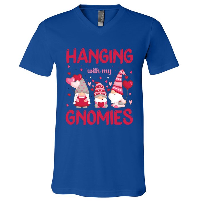 Hanging With My Gnomies Funny Valentines Day Gift V-Neck T-Shirt