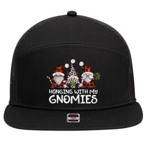 Hanging With My Gnomies Family Christmas Gnome Funny 7 Panel Mesh Trucker Snapback Hat