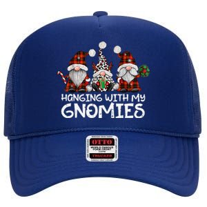 Hanging With My Gnomies Family Christmas Gnome Funny High Crown Mesh Back Trucker Hat