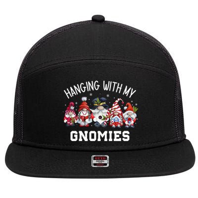 Hanging With My Gnomies Funny Garden Gnomes Christmas Gift 7 Panel Mesh Trucker Snapback Hat