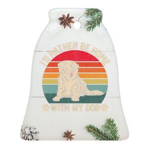 Home With My Dog Love Ceramic Bell Ornament