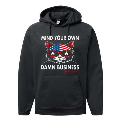 Harris Walz Mind Your Own Damn Business Performance Fleece Hoodie