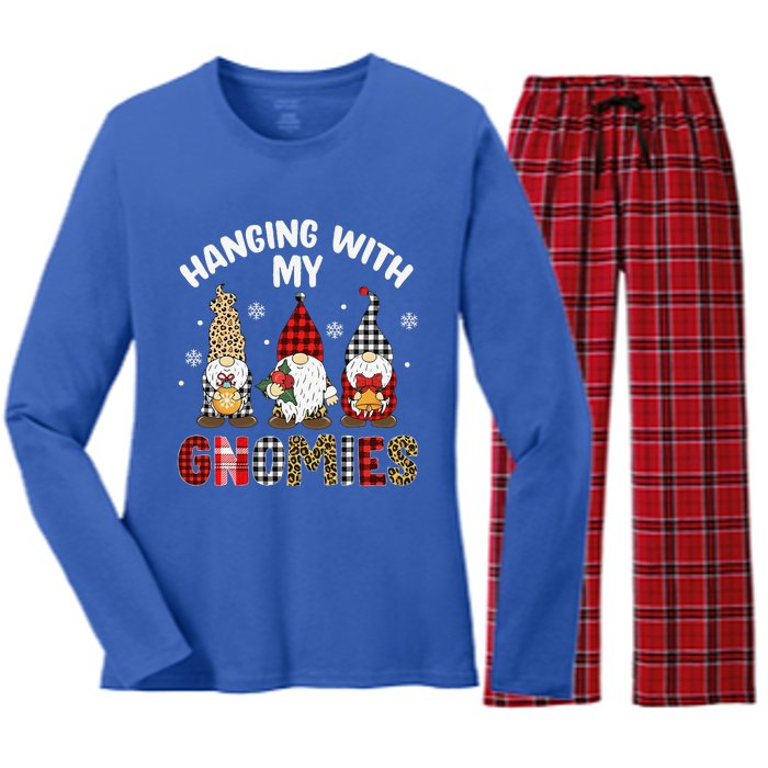 Hanging With My Gnomies Gnomes Christmas Family Pajamas Women's Long Sleeve Flannel Pajama Set 