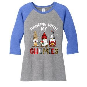 Hanging With My Gnomies Gnomes Christmas Family Pajamas Women's Tri-Blend 3/4-Sleeve Raglan Shirt