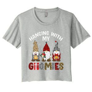 Hanging With My Gnomies Gnomes Christmas Family Pajamas Women's Crop Top Tee