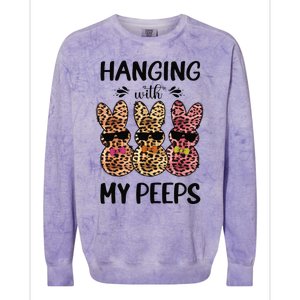 Hanging With My Peeps Trio Bunny Sunglas Lopard Easter Gift Colorblast Crewneck Sweatshirt