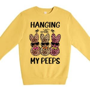 Hanging With My Peeps Trio Bunny Sunglas Lopard Easter Gift Premium Crewneck Sweatshirt