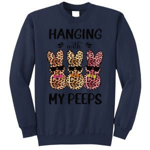 Hanging With My Peeps Trio Bunny Sunglas Lopard Easter Gift Sweatshirt