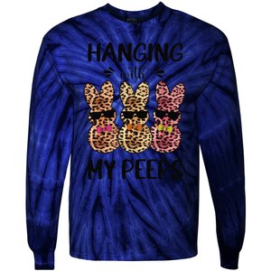 Hanging With My Peeps Trio Bunny Sunglas Lopard Easter Gift Tie-Dye Long Sleeve Shirt