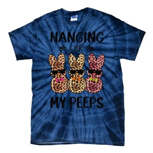 Hanging With My Peeps Trio Bunny Sunglas Lopard Easter Gift Tie-Dye T-Shirt