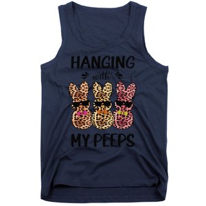 Hanging With My Peeps Trio Bunny Sunglas Lopard Easter Gift Tank Top