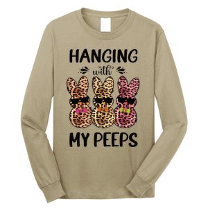 Hanging With My Peeps Trio Bunny Sunglas Lopard Easter Gift Long Sleeve Shirt