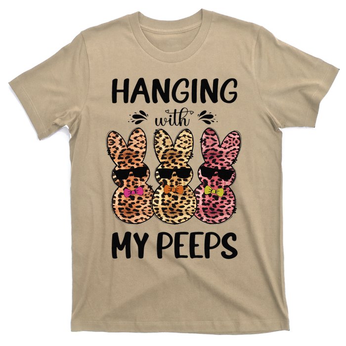 Hanging With My Peeps Trio Bunny Sunglas Lopard Easter Gift T-Shirt