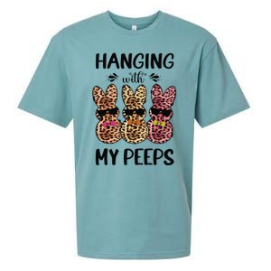 Hanging With My Peeps Trio Bunny Sunglas Lopard Easter Gift Sueded Cloud Jersey T-Shirt