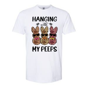 Hanging With My Peeps Trio Bunny Sunglas Lopard Easter Gift Softstyle CVC T-Shirt