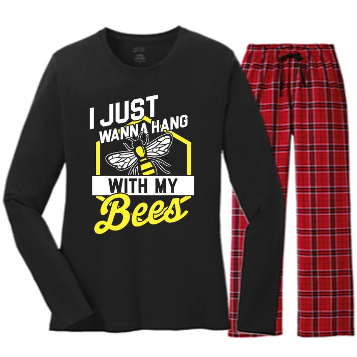 Hang With My Bees Beekeeper & Beekeeping Gift Women's Long Sleeve Flannel Pajama Set 