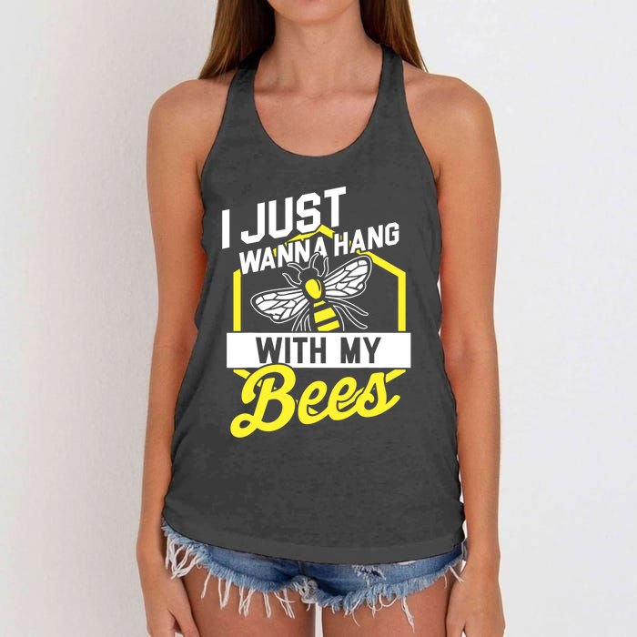 Hang With My Bees Beekeeper & Beekeeping Gift Women's Knotted Racerback Tank