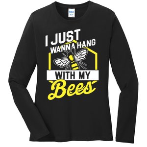 Hang With My Bees Beekeeper & Beekeeping Gift Ladies Long Sleeve Shirt