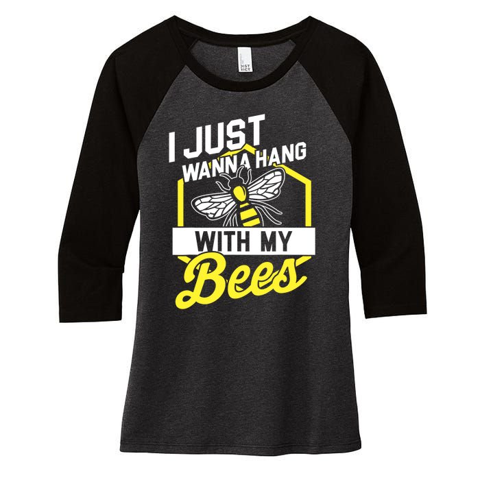 Hang With My Bees Beekeeper & Beekeeping Gift Women's Tri-Blend 3/4-Sleeve Raglan Shirt