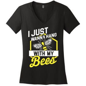 Hang With My Bees Beekeeper & Beekeeping Gift Women's V-Neck T-Shirt