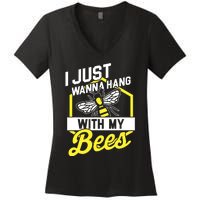 Hang With My Bees Beekeeper & Beekeeping Gift Women's V-Neck T-Shirt