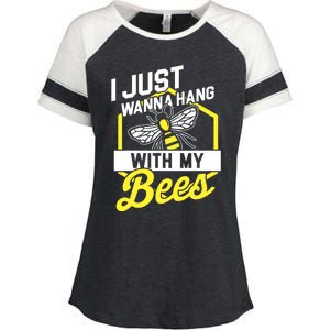 Hang With My Bees Beekeeper & Beekeeping Gift Enza Ladies Jersey Colorblock Tee