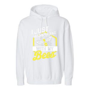 Hang With My Bees Beekeeper & Beekeeping Gift Garment-Dyed Fleece Hoodie