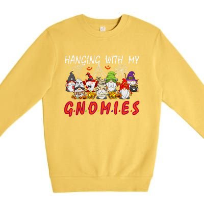 Hanging With My Gnomies Christmas Costume Halloween Gnomes Premium Crewneck Sweatshirt