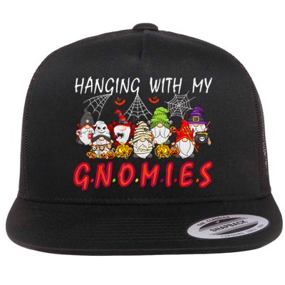 Hanging With My Gnomies Christmas Costume Halloween Gnomes Flat Bill Trucker Hat