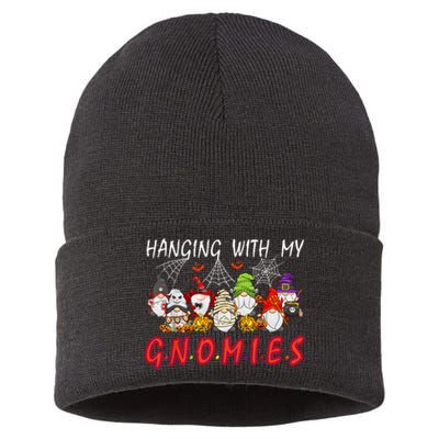 Hanging With My Gnomies Christmas Costume Halloween Gnomes Sustainable Knit Beanie