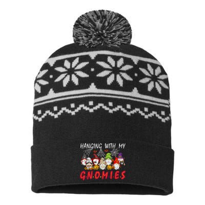 Hanging With My Gnomies Christmas Costume Halloween Gnomes USA-Made Snowflake Beanie