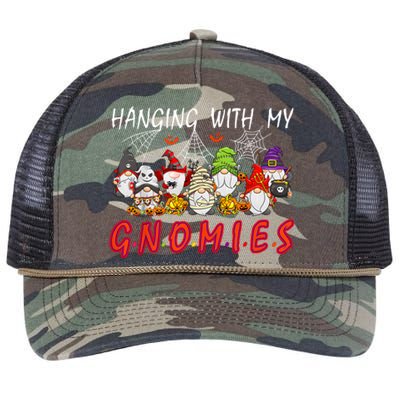 Hanging With My Gnomies Christmas Costume Halloween Gnomes Retro Rope Trucker Hat Cap