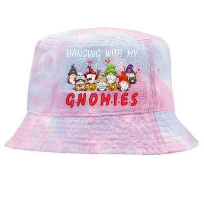 Hanging With My Gnomies Christmas Costume Halloween Gnomes Tie-Dyed Bucket Hat