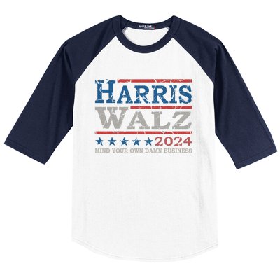 Harris Waltz Mind Your Own Damn Business Election 2024 Baseball Sleeve Shirt