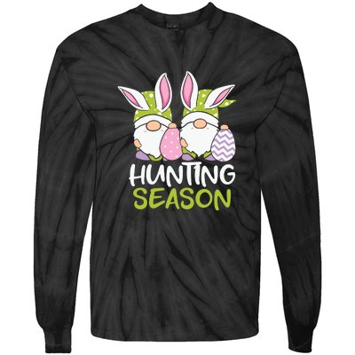 Hunting Season Easter gnome Couple Easter Day Tie-Dye Long Sleeve Shirt