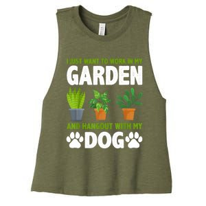 Hangout With My Dog And Gardening Dog Lover Gardener Garden Women's Racerback Cropped Tank