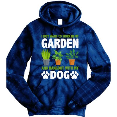 Hangout With My Dog And Gardening Dog Lover Gardener Garden Tie Dye Hoodie