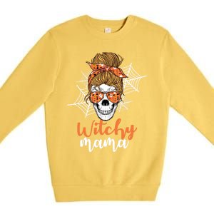 Halloween Witchy Mama Skull Witch Ladies Halloween Gift Premium Crewneck Sweatshirt