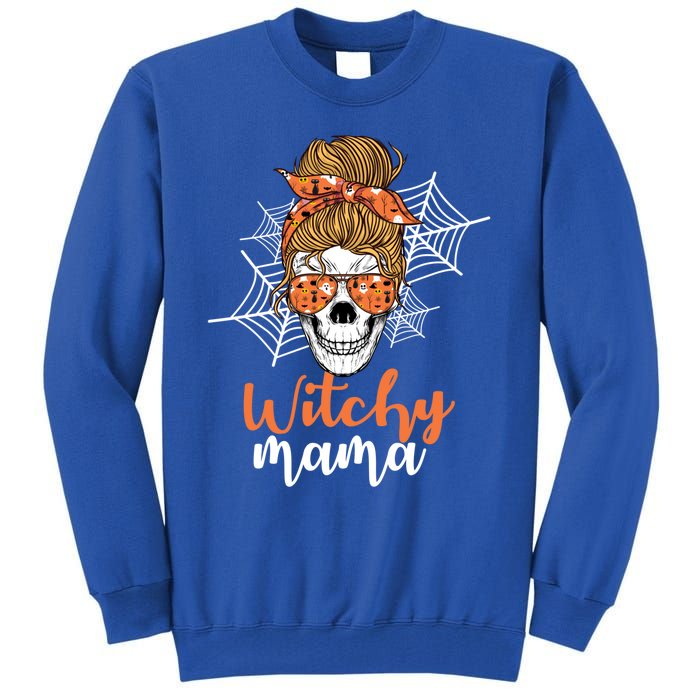 Halloween Witchy Mama Skull Witch Ladies Halloween Gift Tall Sweatshirt