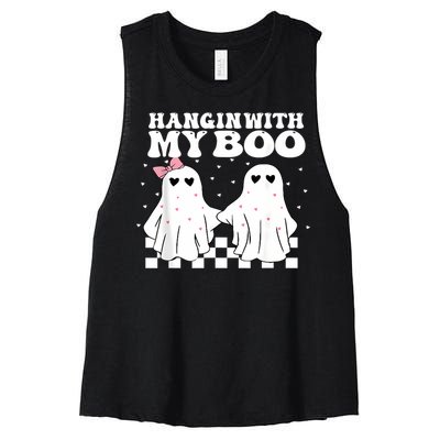 Hangin With My Boo Couples Halloween Adult Costume His Her Women's Racerback Cropped Tank