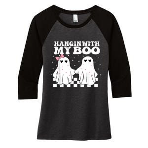 Hangin With My Boo Couples Halloween Adult Costume His Her Women's Tri-Blend 3/4-Sleeve Raglan Shirt