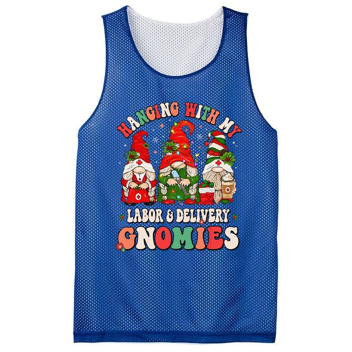 Hanging With My Labor & Delivery Gnomies Christmas L&D Nurse Mesh Reversible Basketball Jersey Tank