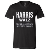 Harris Walz Make America Joyful Again 2024 V-Neck T-Shirt