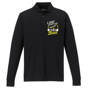 Hang With My Bees Beekeeper & Beekeeping Gift Performance Long Sleeve Polo