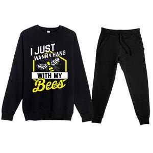 Hang With My Bees Beekeeper & Beekeeping Gift Premium Crewneck Sweatsuit Set