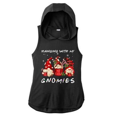 Hanging With My Gnomies Hot Cocoa Gnomes Chocolate Christmas Ladies PosiCharge Tri-Blend Wicking Draft Hoodie Tank