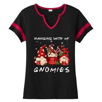 Hanging With My Gnomies Hot Cocoa Gnomes Chocolate Christmas Ladies Halftime Notch Neck Tee