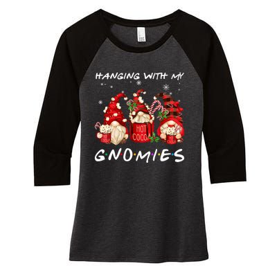 Hanging With My Gnomies Hot Cocoa Gnomes Chocolate Christmas Women's Tri-Blend 3/4-Sleeve Raglan Shirt